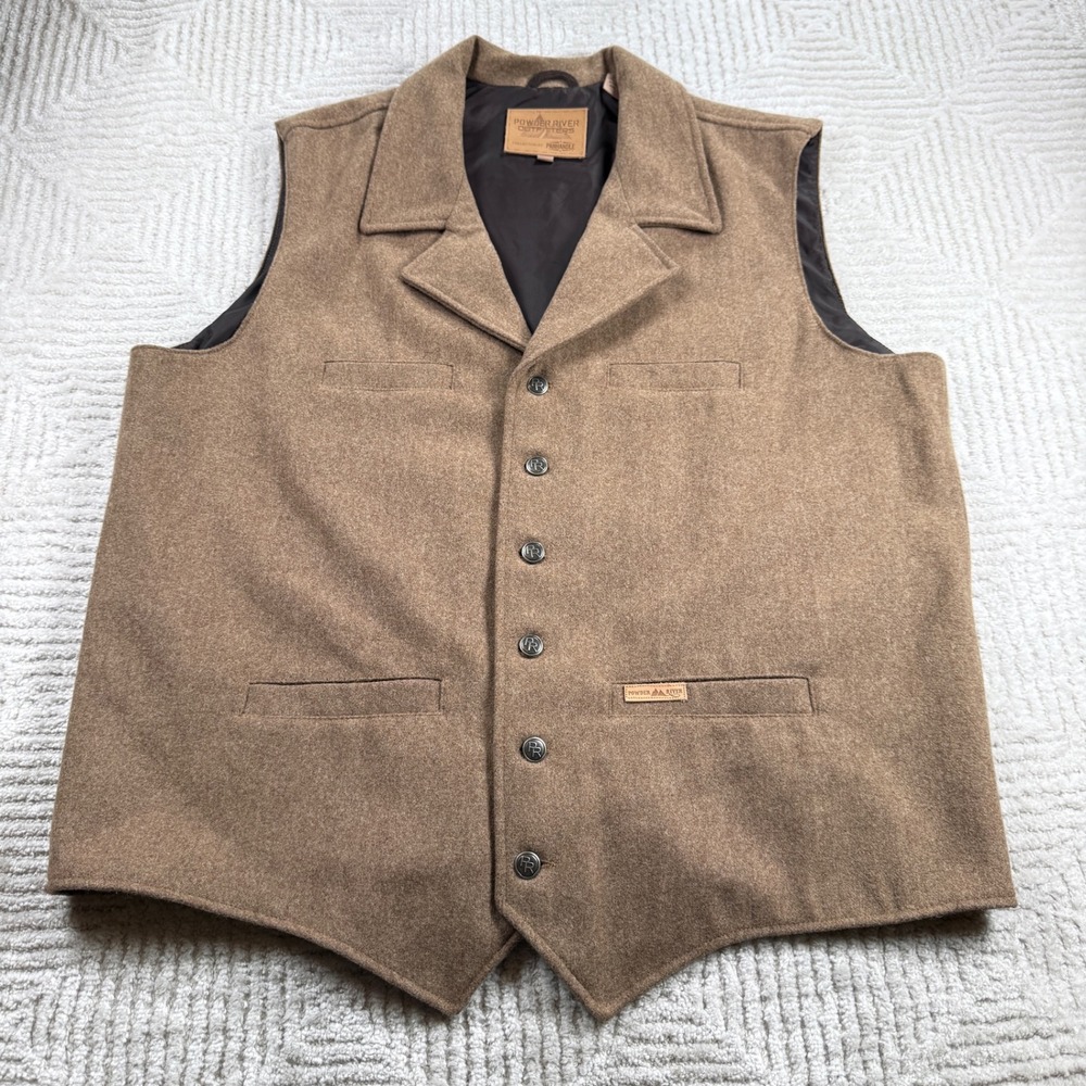 Powder River Outfitters Vest Men's XXL Brown Wool Blend Western Cowboy Ranch